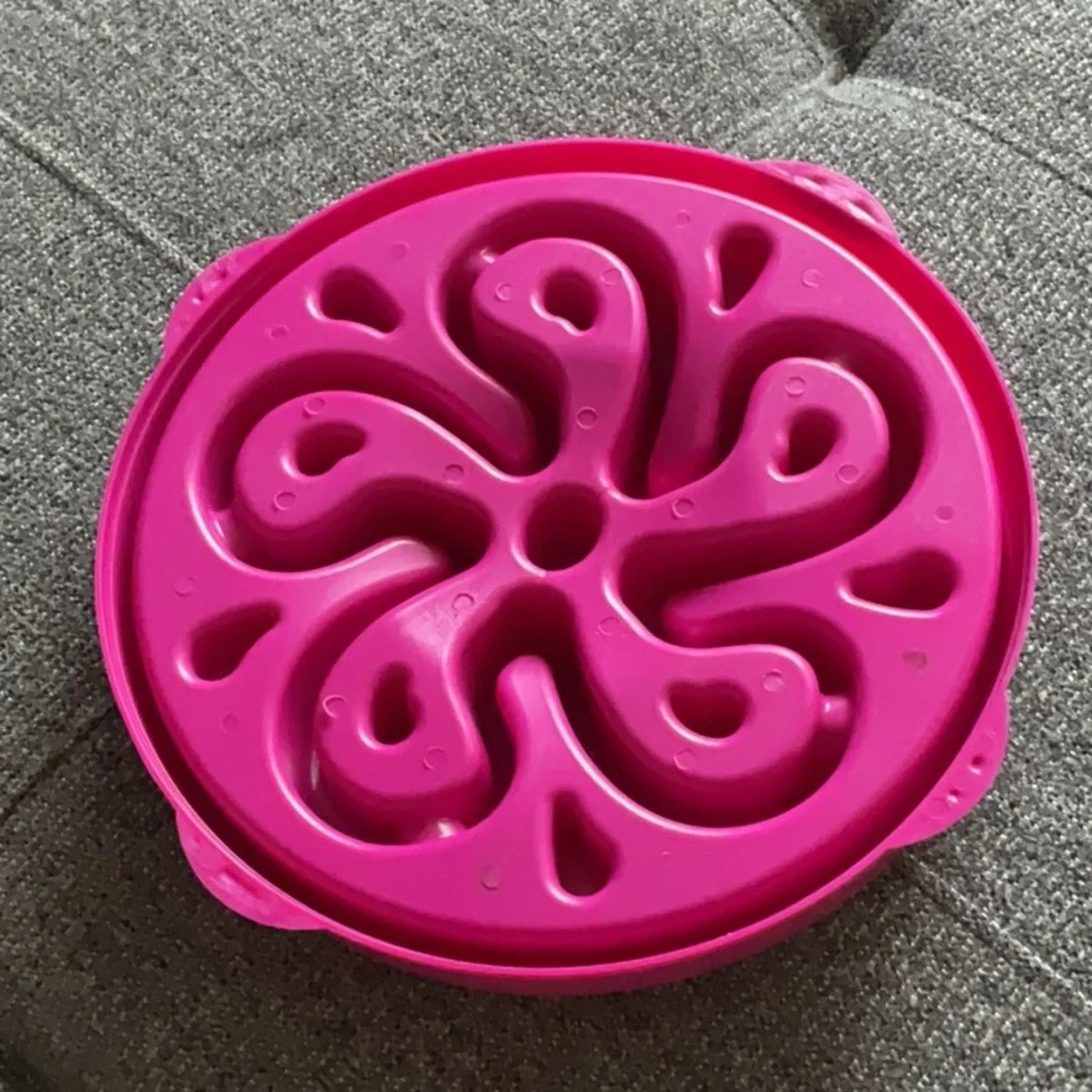 BOWL Slow Eating Bowl dish for M to L Dogs Size 4 cups magenta pink no box